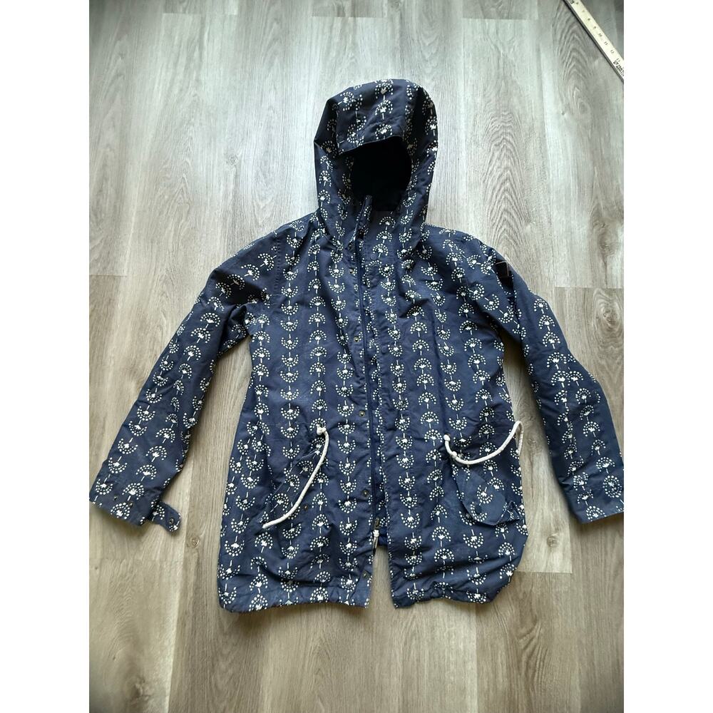 Burton Sadie jacket, navy blue w/ white dandelion like pattern, Size Medium